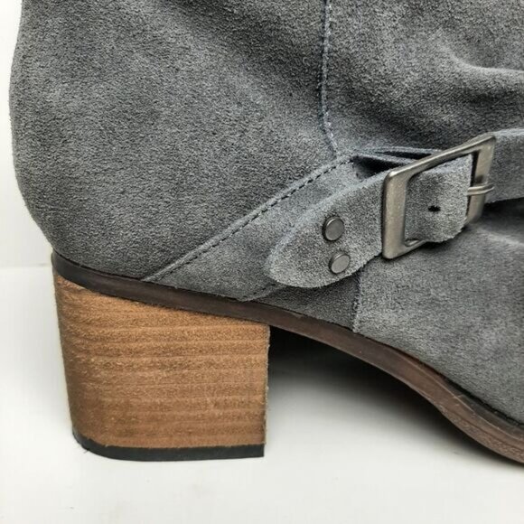 BEARPAW / Amethyst Genuine Suede Heeled Winter Bootie Lined Block Heel Grey 11 - Picture 3 of 16
